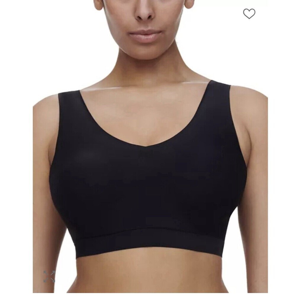 Chantelle Soft Stretch Padded V-Neck Black Pullover Bralette Bra Size XL/2XL $62